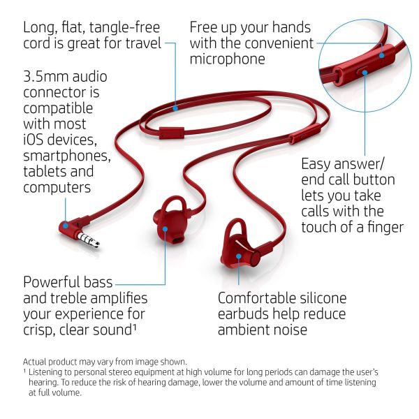 HP Earbuds Black Headset 150 (X7B04AA#ABB)