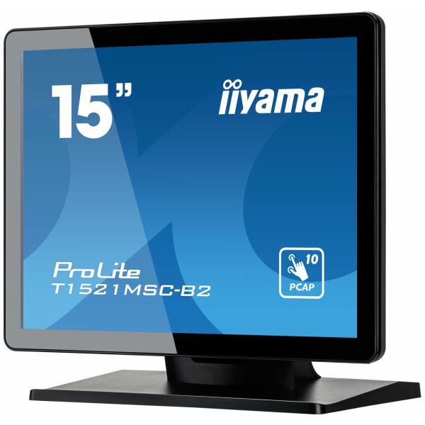 iiyama ProLite T1521MSC-B2 computer monitor 38,1 cm (15") 1024 x 768 Pixels XGA LED Touchscreen Tafelblad Zwart (T1521MSC-B2)