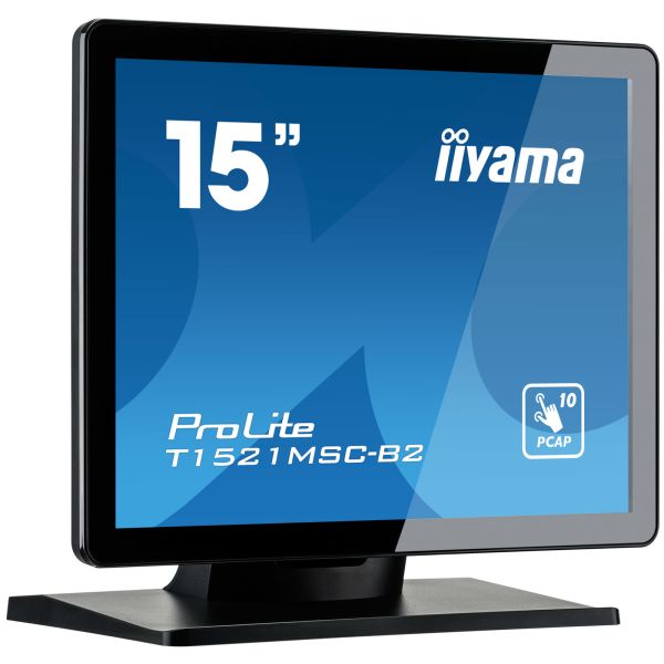 iiyama ProLite T1521MSC-B2 computer monitor 38,1 cm (15") 1024 x 768 Pixels XGA LED Touchscreen Tafelblad Zwart (T1521MSC-B2)