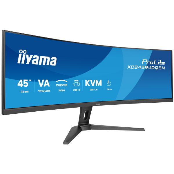 iiyama G-MASTER 45"LCD Curved Bus. UWQHD computer monitor 113 cm (44.5") 5120 x 1440 Pixels Dual QHD LED Zwart (XCB4594DQSN-B1)