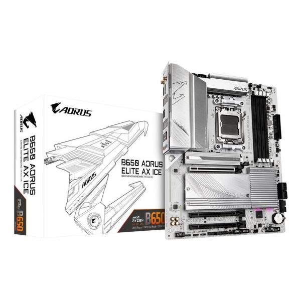 GIGABYTE B650 AORUS ELITE AX ICE moederbord AMD B650 Socket AM5 ATX (B650 AORUS ELITE AX ICE)