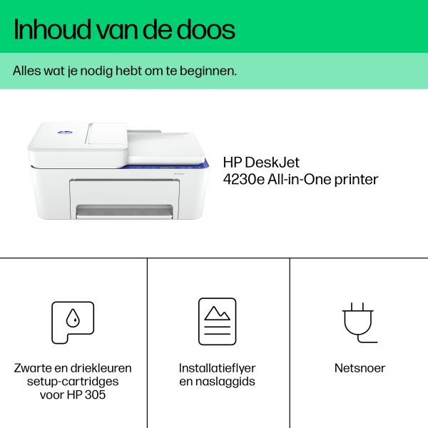 HP HP DeskJet 4230e All-in-One printer, Kleur, Printer voor Home, Printen, kopiëren, scannen, HP+; Geschikt voor HP Instant Ink; Scan naar pdf (60K30B#629)