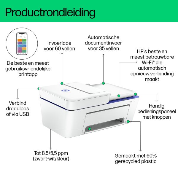 HP HP DeskJet 4230e All-in-One printer, Kleur, Printer voor Home, Printen, kopiëren, scannen, HP+; Geschikt voor HP Instant Ink; Scan naar pdf (60K30B#629)