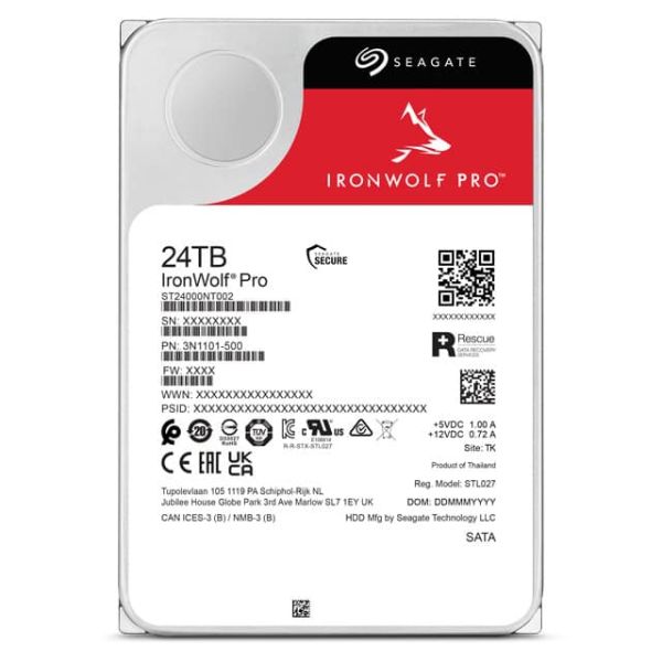 Seagate IronWolf Pro ST24000NT002 interne harde schijf 24 TB 7200 RPM 512 MB 3.5" SATA III (ST24000NT002)