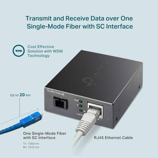 TP-Link TL-FC111A-20 netwerk media converter 100 Mbit/s Single-mode Zwart (FC111A-20)