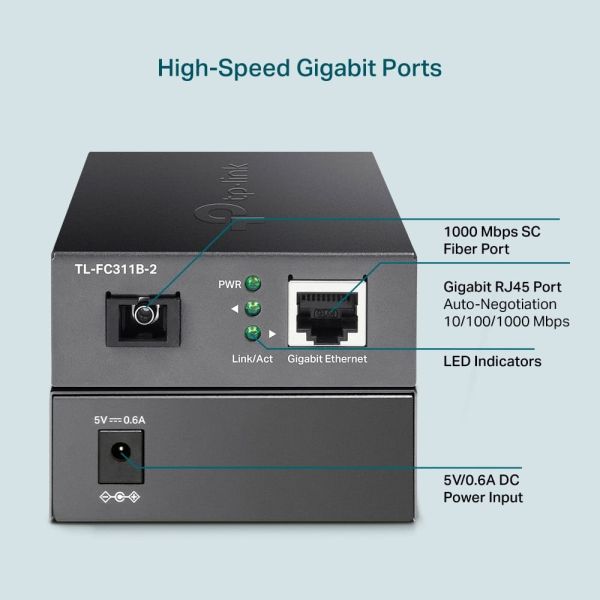 TP-Link TL-FC311B-2 netwerk media converter 1000 Mbit/s Single-mode Zwart (FC311B-2)