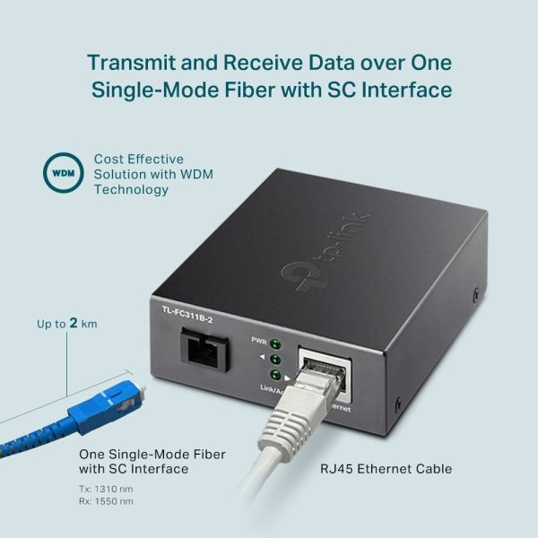 TP-Link TL-FC311B-2 netwerk media converter 1000 Mbit/s Single-mode Zwart (FC311B-2)