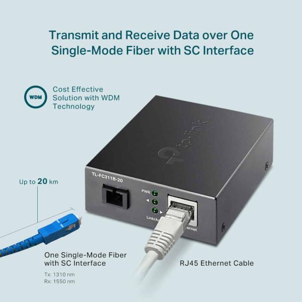 TP-Link TL-FC311B-20 netwerk media converter 1000 Mbit/s Single-mode Zwart (FC311B-20)