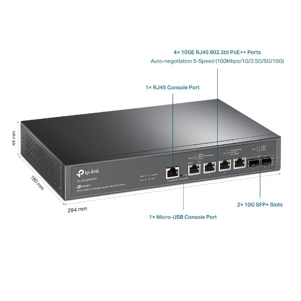 TP-Link TL-SX3206HPP netwerk-switch Managed L2+ 10G Ethernet (100/1000/10000) Power over Ethernet (PoE) Zwart (SX3206HPP)