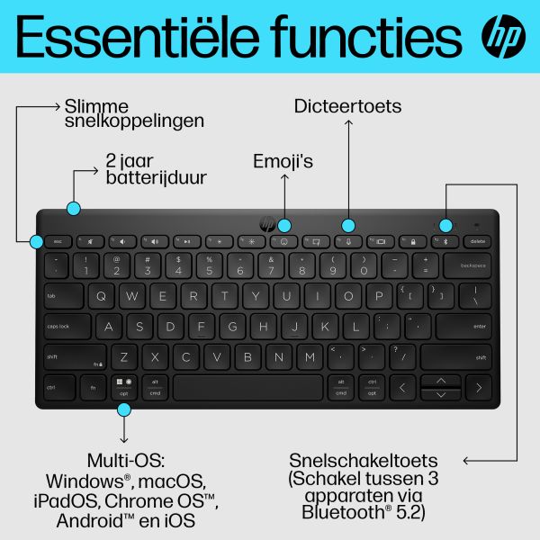 HP 350 Compact Multi-Device Bluetooth Keyboard (692S8AA#ABB)