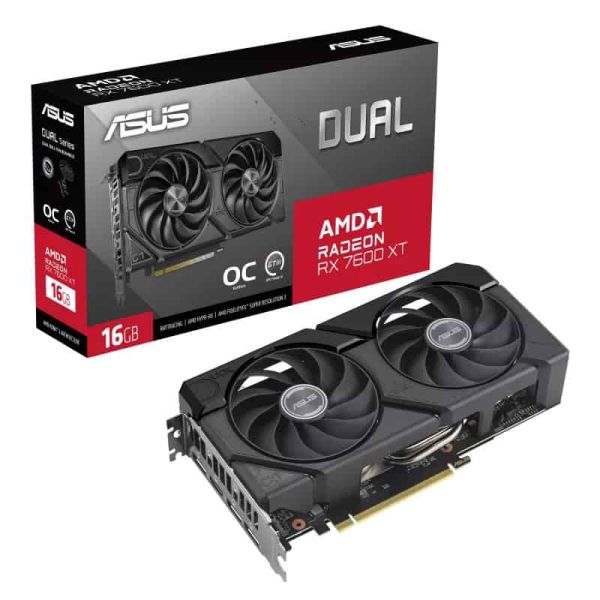 ASUS Dual -RX7600XT-O16G AMD Radeon RX 7600 XT 16 GB GDDR6 (90YV0K21-M0NA00)