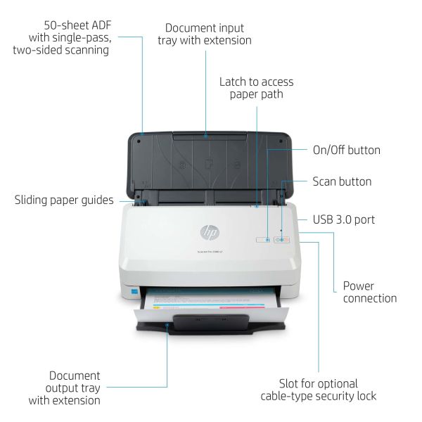 HP Scanjet Pro 2000 s2 Sheet-feed Scanner Paginascanner 600 x 600 DPI A4 Zwart, Wit (6FW06A)