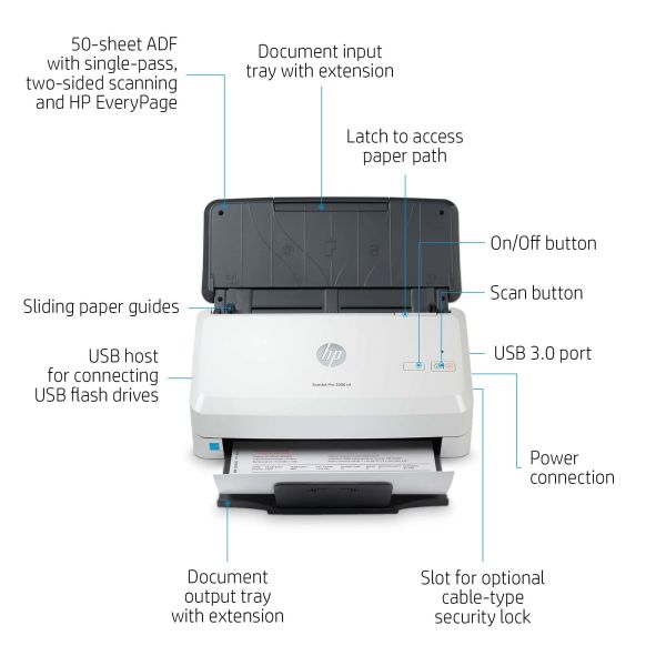 HP Scanjet Pro 3000 s4 Paginascanner 600 x 600 DPI A4 Zwart, Wit (6FW07A)