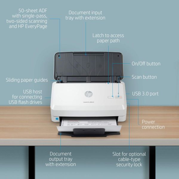 HP Scanjet Pro 3000 s4 Paginascanner 600 x 600 DPI A4 Zwart, Wit (6FW07A)