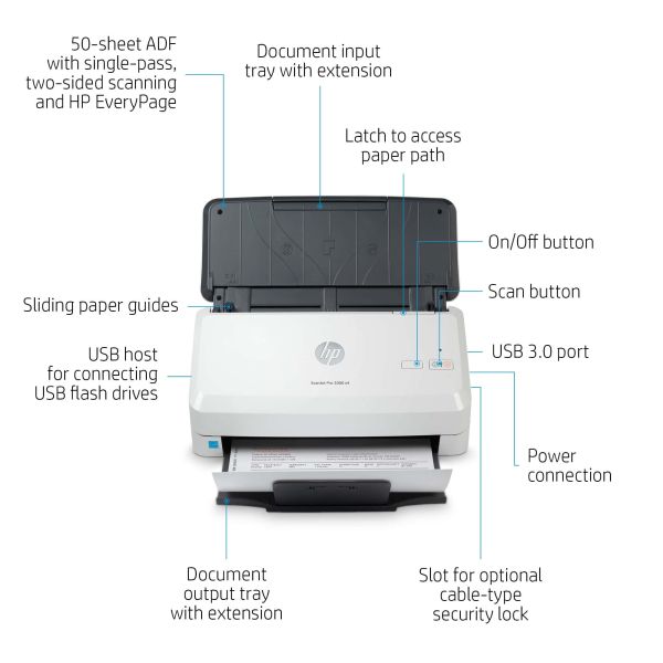 HP Scanjet Pro 3000 s4 Paginascanner 600 x 600 DPI A4 Zwart, Wit (6FW07A)