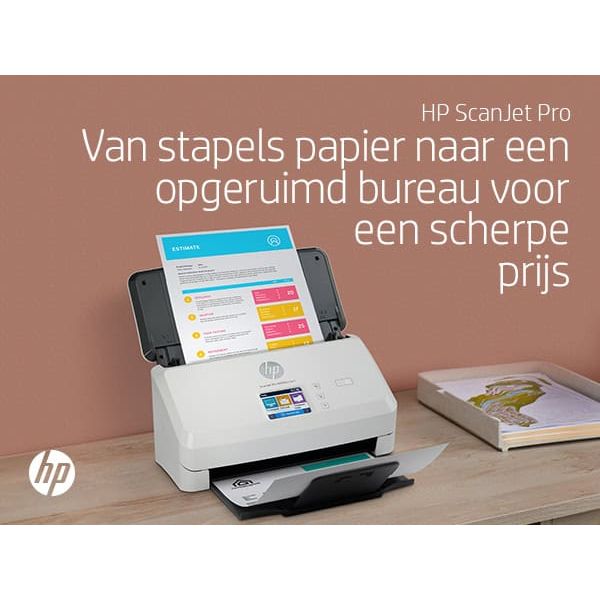 HP Scanjet Pro N4000 snw1 Sheet-feed Scanner Paginascanner 600 x 600 DPI A4 Zwart, Wit (6FW08A)
