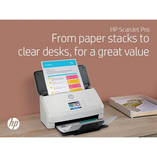HP Scanjet Pro N4000 snw1 Sheet-feed Scanner Paginascanner 600 x 600 DPI A4 Zwart, Wit (6FW08A)