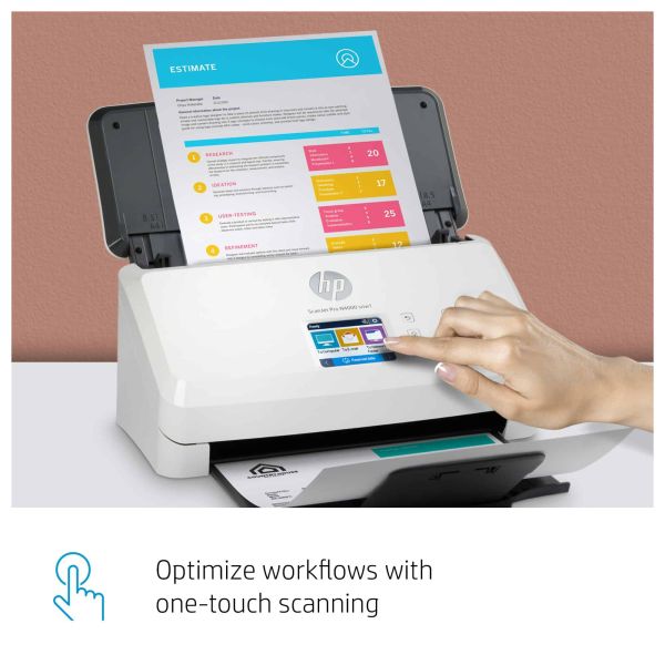 HP Scanjet Pro N4000 snw1 Sheet-feed Scanner Paginascanner 600 x 600 DPI A4 Zwart, Wit (6FW08A)