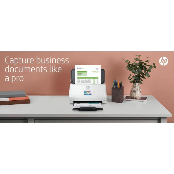 HP Scanjet Pro N4000 snw1 Sheet-feed Scanner Paginascanner 600 x 600 DPI A4 Zwart, Wit (6FW08A)