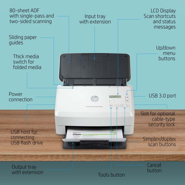 HP Scanjet Enterprise Flow 5000 s5 Paginascanner 600 x 600 DPI A4 Wit (6FW09A)