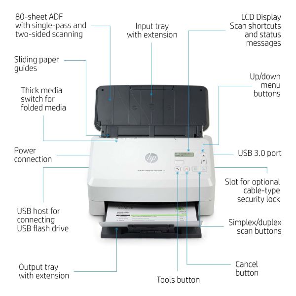 HP Scanjet Enterprise Flow 5000 s5 Paginascanner 600 x 600 DPI A4 Wit (6FW09A)