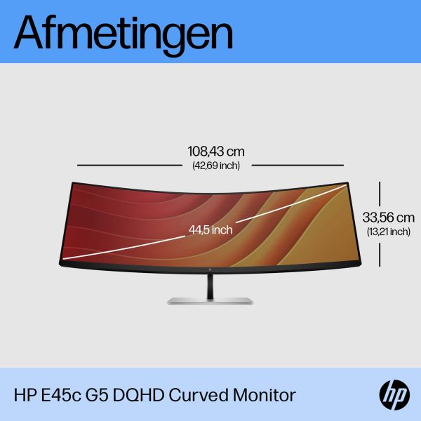 HP E45c G5 113 cm (44.5") 5120 x 1440 Pixels DQHD Zwart (6N4C1AA#ABB)