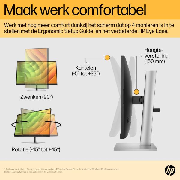 HP E24u G5 60,5 cm (23.8") 1920 x 1080 Pixels Full HD LCD Zwart, Zilver (6N4D0AA#ABB)