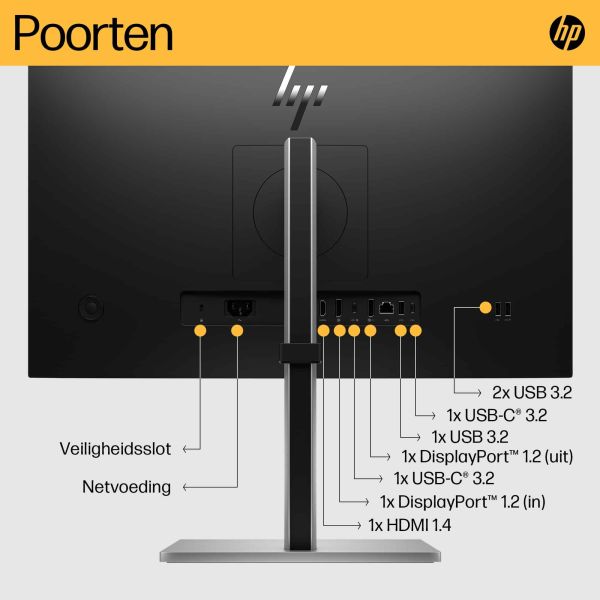 HP E24u G5 60,5 cm (23.8") 1920 x 1080 Pixels Full HD LCD Zwart, Zilver (6N4D0AA#ABB)