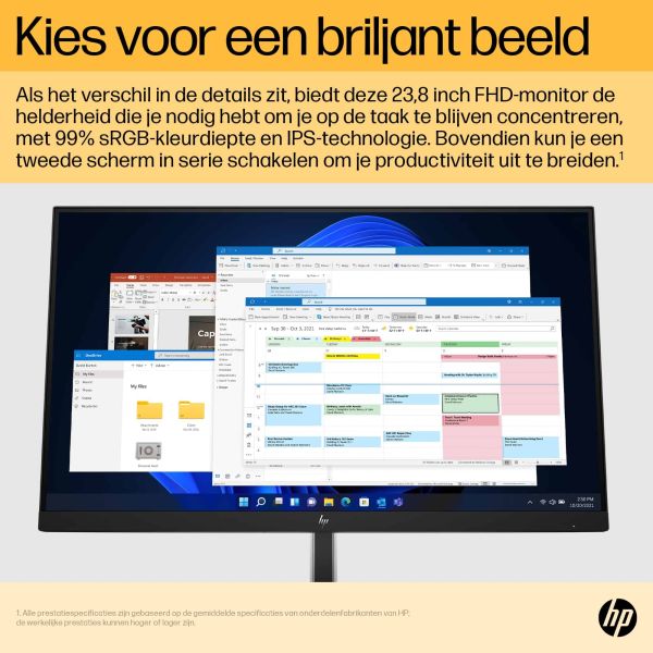 HP E24u G5 60,5 cm (23.8") 1920 x 1080 Pixels Full HD LCD Zwart, Zilver (6N4D0AA#ABB)
