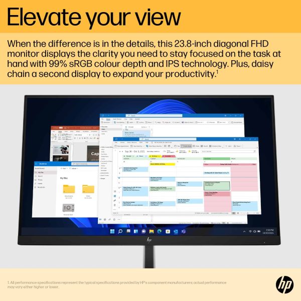HP E24u G5 60,5 cm (23.8") 1920 x 1080 Pixels Full HD LCD Zwart, Zilver (6N4D0AA#ABB)