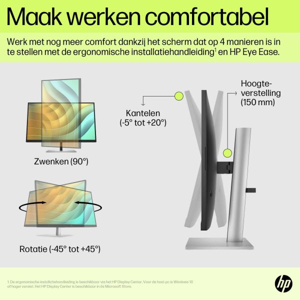 HP E27u G5 68,6 cm (27") 2560 x 1440 Pixels Quad HD LCD Zwart (6N4D3AA#ABB)