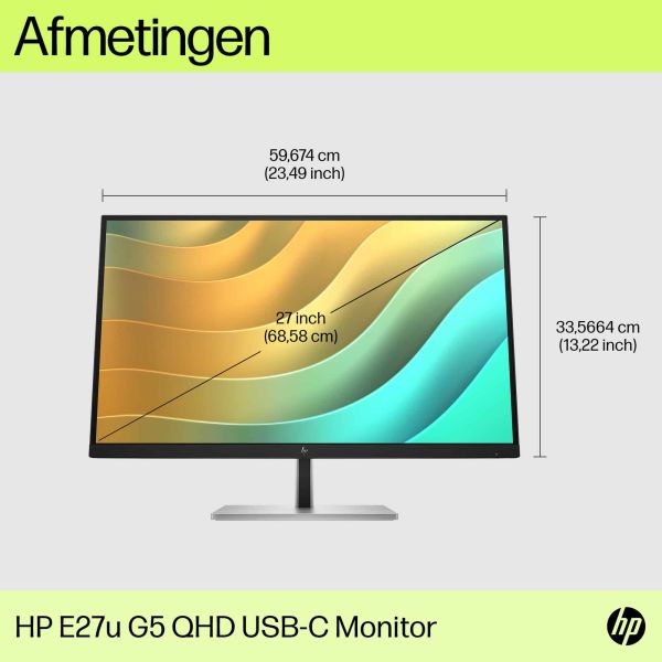 HP E27u G5 68,6 cm (27") 2560 x 1440 Pixels Quad HD LCD Zwart (6N4D3AA#ABB)