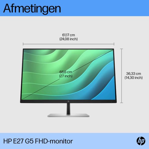 HP E27 G5 68,6 cm (27") 1920 x 1080 Pixels Full HD LED Zwart (6N4E2AA#ABB)