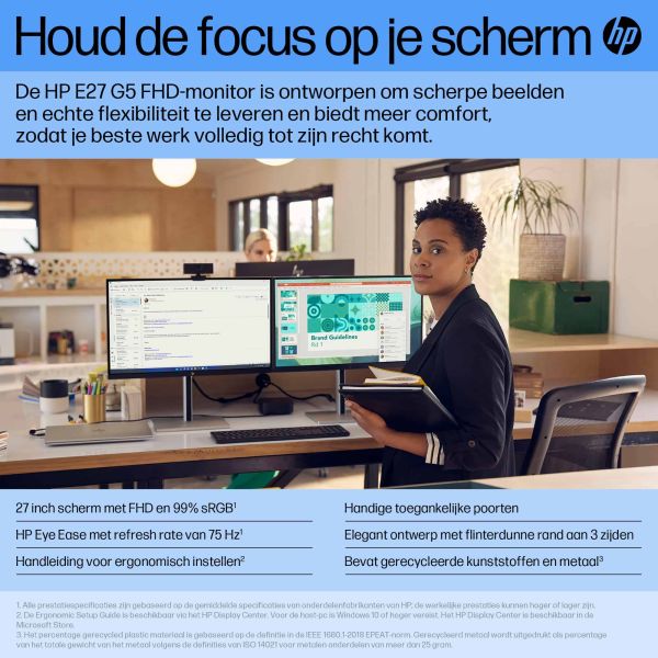 HP E27 G5 68,6 cm (27") 1920 x 1080 Pixels Full HD LED Zwart (6N4E2AA#ABB)