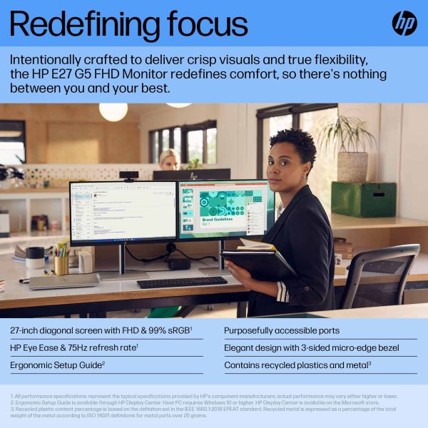 HP E27 G5 68,6 cm (27") 1920 x 1080 Pixels Full HD LED Zwart (6N4E2AA#ABB)