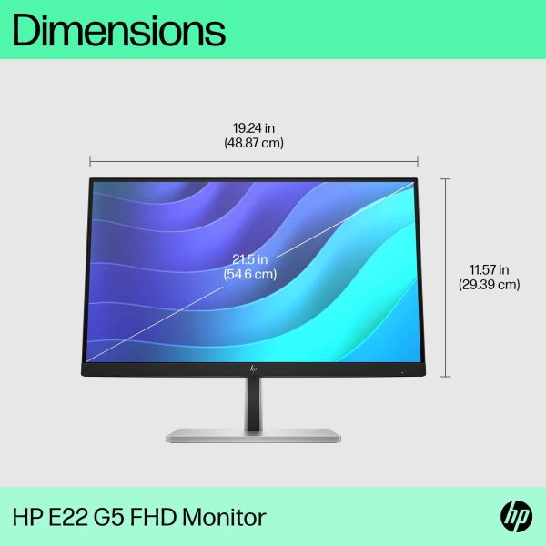 HP E-Series E22 G5 54,6 cm (21.5") 1920 x 1080 Pixels Full HD LED Zwart, Zilver (6N4E8AA#ABB)