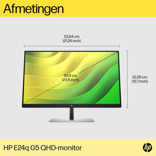 HP E24q G5 60,5 cm (23.8") 2560 x 1440 Pixels Quad HD LED Zwart (6N4F1AA#ABB)