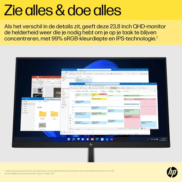 HP E24q G5 60,5 cm (23.8") 2560 x 1440 Pixels Quad HD LED Zwart (6N4F1AA#ABB)