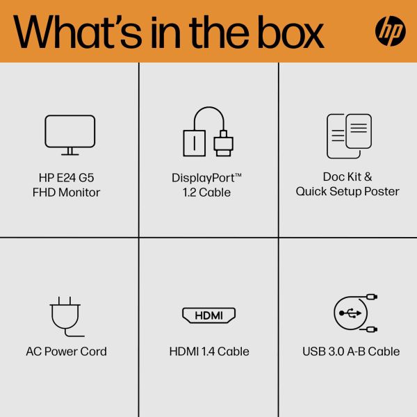 HP E-Series E24 G5 60,5 cm (23.8") 1920 x 1080 Pixels Full HD LED Zilver, Zwart (6N6E9AA#ABB)