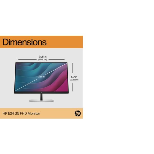 HP E-Series E24 G5 60,5 cm (23.8") 1920 x 1080 Pixels Full HD LED Zilver, Zwart (6N6E9AA#ABB)