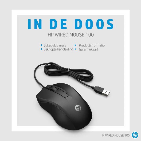 HP 100 muis met kabel (6VY96AA#ABB)