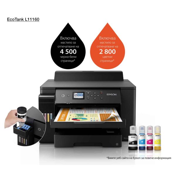 Epson EcoTank L1116 inkjetprinter Kleur 4800 x 1200 DPI A3 Wifi (C11CJ04402)