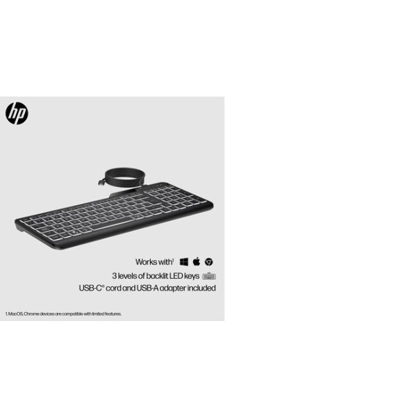 HP 400 backlit toetsenbord met kabel (7N7C2AA#ABB)