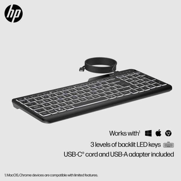 HP 400 backlit toetsenbord met kabel (7N7C2AA#ABB)