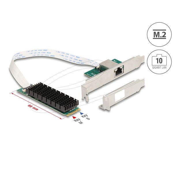 Delock M.2 Key B+M 1 x RJ45 10 Gigabit LAN Netzwerkkarte (95274)