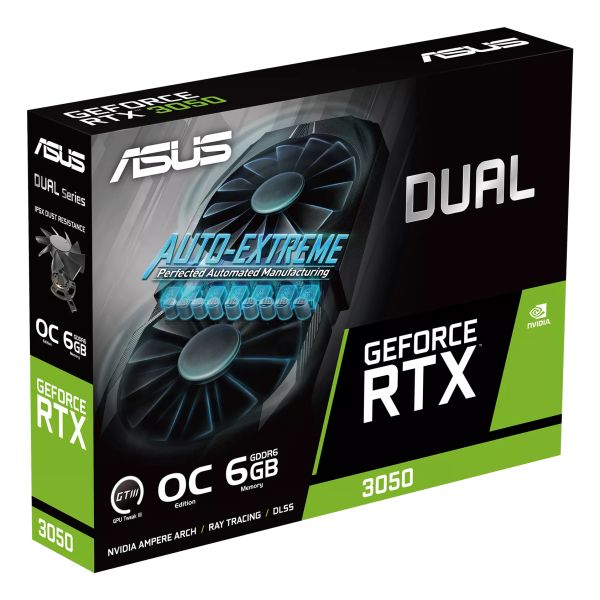 ASUS Dual -RTX3050-O6G NVIDIA GeForce RTX 3050 6 GB GDDR6 (90YV0K60-M0NA00) ASUS Dual -RTX3050-O6G NVIDIA GeForce RTX 3050 6 GB GDDR6 (90YV0K60-M0NA00)