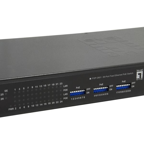 LevelOne FGP-2601W150 netwerk-switch Unmanaged Gigabit Ethernet (10/100/1000) Power over Ethernet (PoE) Zwart (FGP-2601W150)
