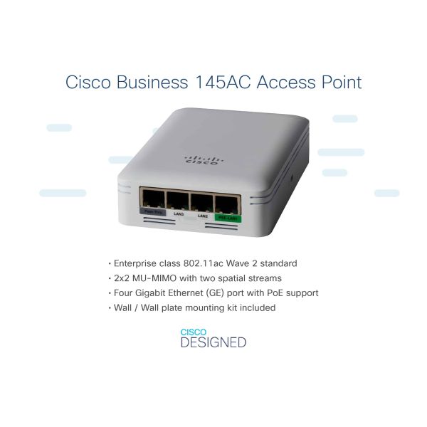 Cisco CBW145AC-E draadloos toegangspunt (WAP) Grijs Power over Ethernet (PoE) (CBW145AC-E)
