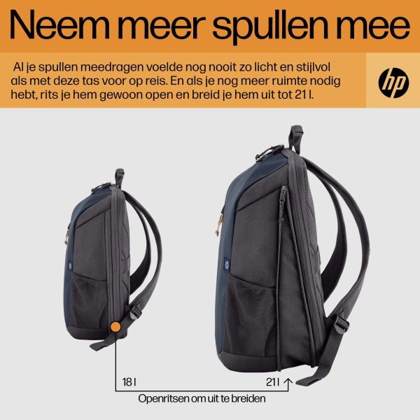 HP Travel 15,6 Laptop Backpack, 18 liter, Iron Grey (6B8U6AA#ABB)