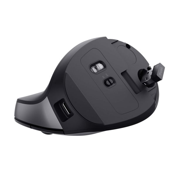 Trust Bayo II Ergonomische draadloze muis – ergonomische muis – draadloze muis – verticale muis – Zwart (25145)